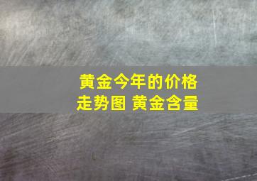 黄金今年的价格走势图 黄金含量